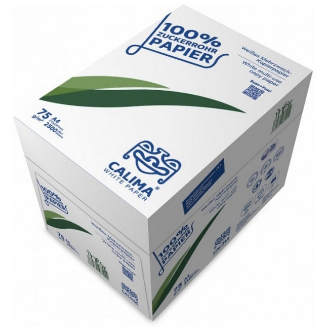 Kopierpapier in Weiß aus 100% nachhaltigem Zuckerrohrpapier, DIN A4