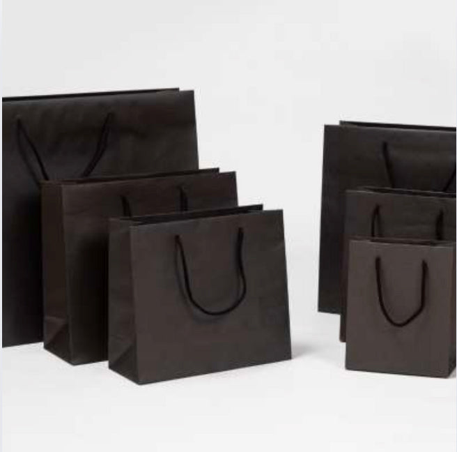 Exklusive Papiertragetasche aus Recyclingpapier "Eco" mit Stoffkordeln in Schwarz