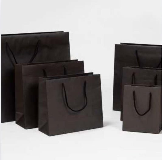 Exklusive Papiertragetasche aus Recyclingpapier "Eco" mit Stoffkordeln in Schwarz