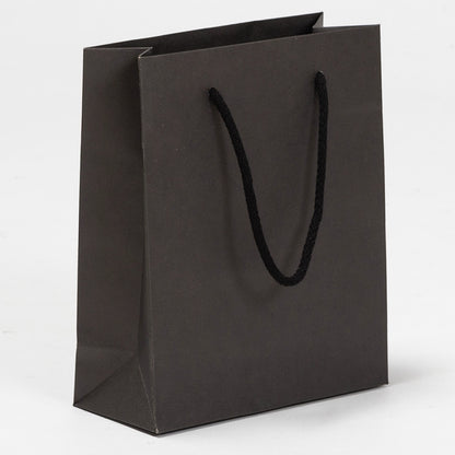 Exklusive Papiertragetasche aus Recyclingpapier "Eco" mit Stoffkordeln in Schwarz