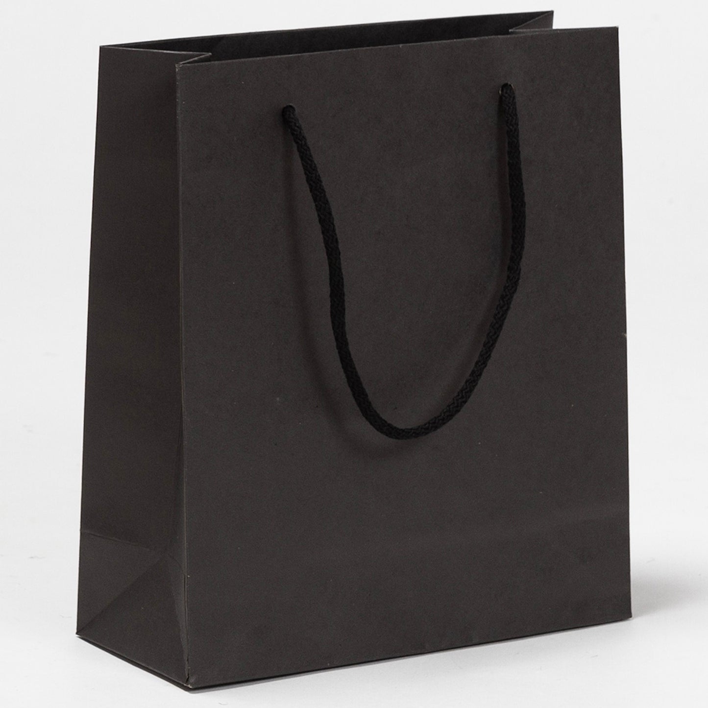 Exklusive Papiertragetasche aus Recyclingpapier "Eco" mit Stoffkordeln in Schwarz