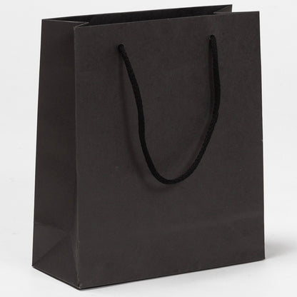 Exklusive Papiertragetasche aus Recyclingpapier "Eco" mit Stoffkordeln in Schwarz