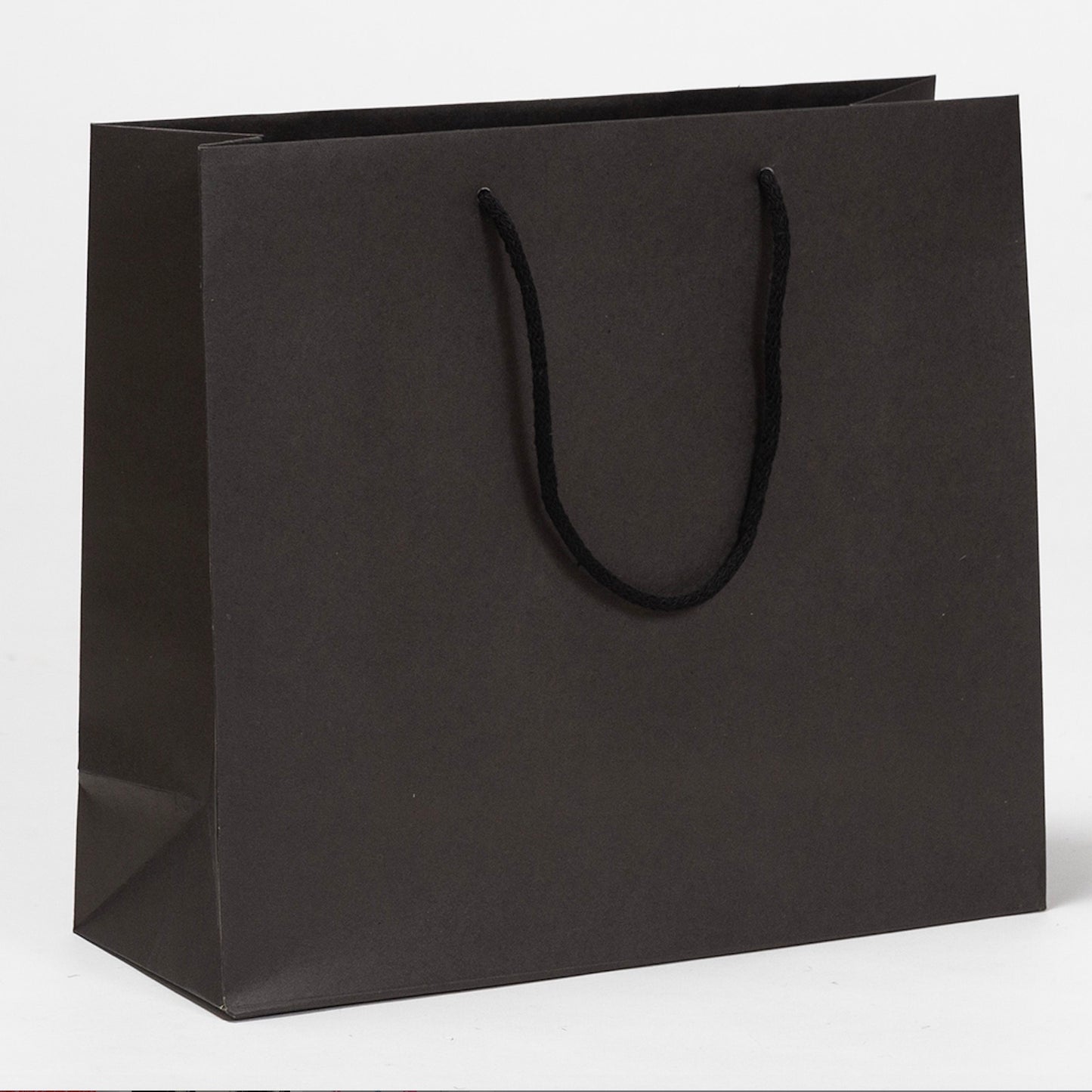 Exklusive Papiertragetasche aus Recyclingpapier "Eco" mit Stoffkordeln in Schwarz