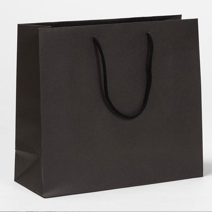 Exklusive Papiertragetasche aus Recyclingpapier "Eco" mit Stoffkordeln in Schwarz