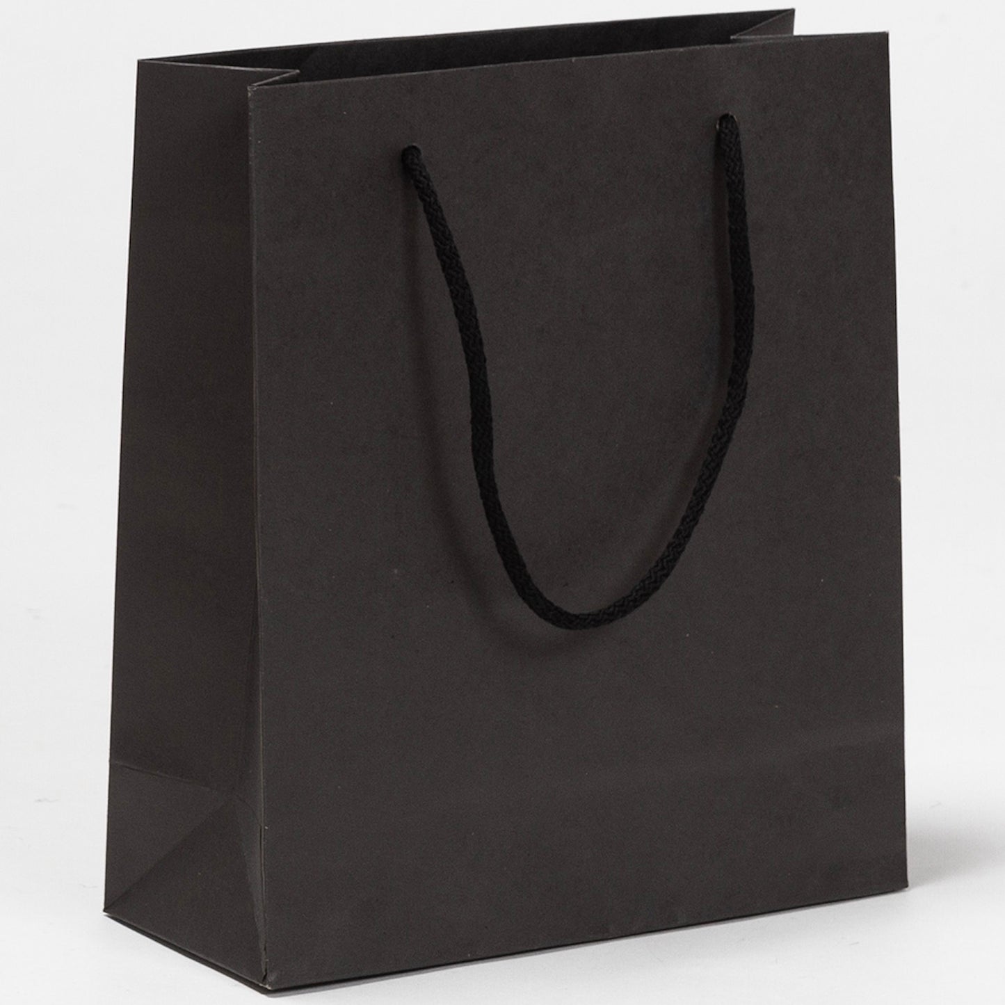 Exklusive Papiertragetasche aus Recyclingpapier "Eco" mit Stoffkordeln in Schwarz