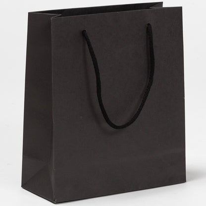 Exklusive Papiertragetasche aus Recyclingpapier "Eco" mit Stoffkordeln in Schwarz