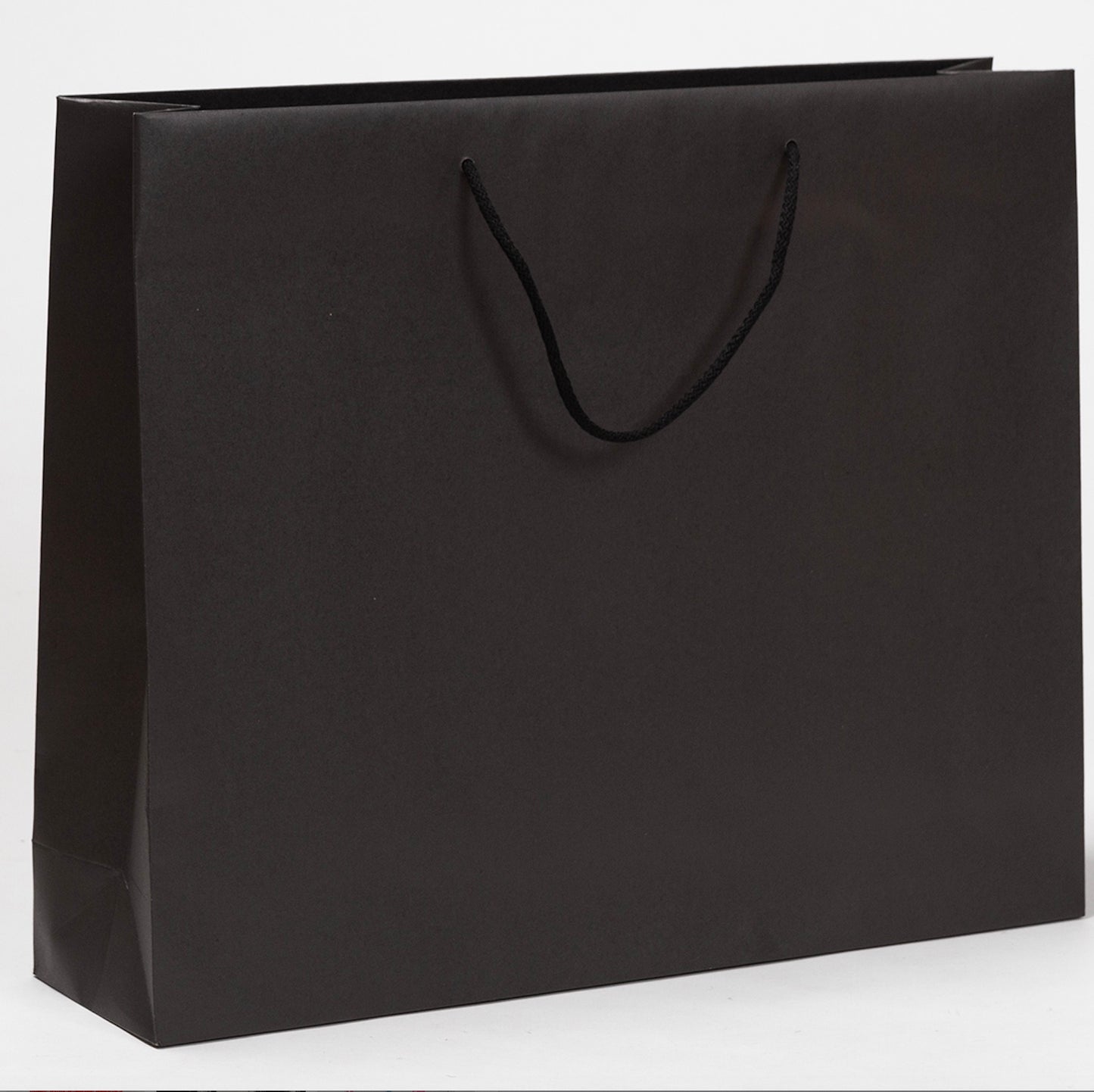 Exklusive Papiertragetasche aus Recyclingpapier "Eco" mit Stoffkordeln in Schwarz