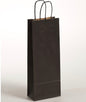 Stabile Flaschentragetasche zum Transport von einer Glasflasche mit gedrehten Papierkordeln und gerippetn Papier im Größenformat 15x8x39,5cm in der Farbe Schwarz, erhältlich über Steinebach.eu