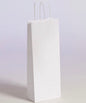 Stabile Flaschentragetasche zum Transport von einer Glasflasche mit gedrehten Papierkordeln und gerippetn Papier im Größenformat 15x8x39,5cm in der Farbe Weiß, erhältlich über Steinebach.eu