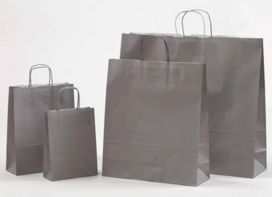 Graue Papierkordeltaschen Boutique
