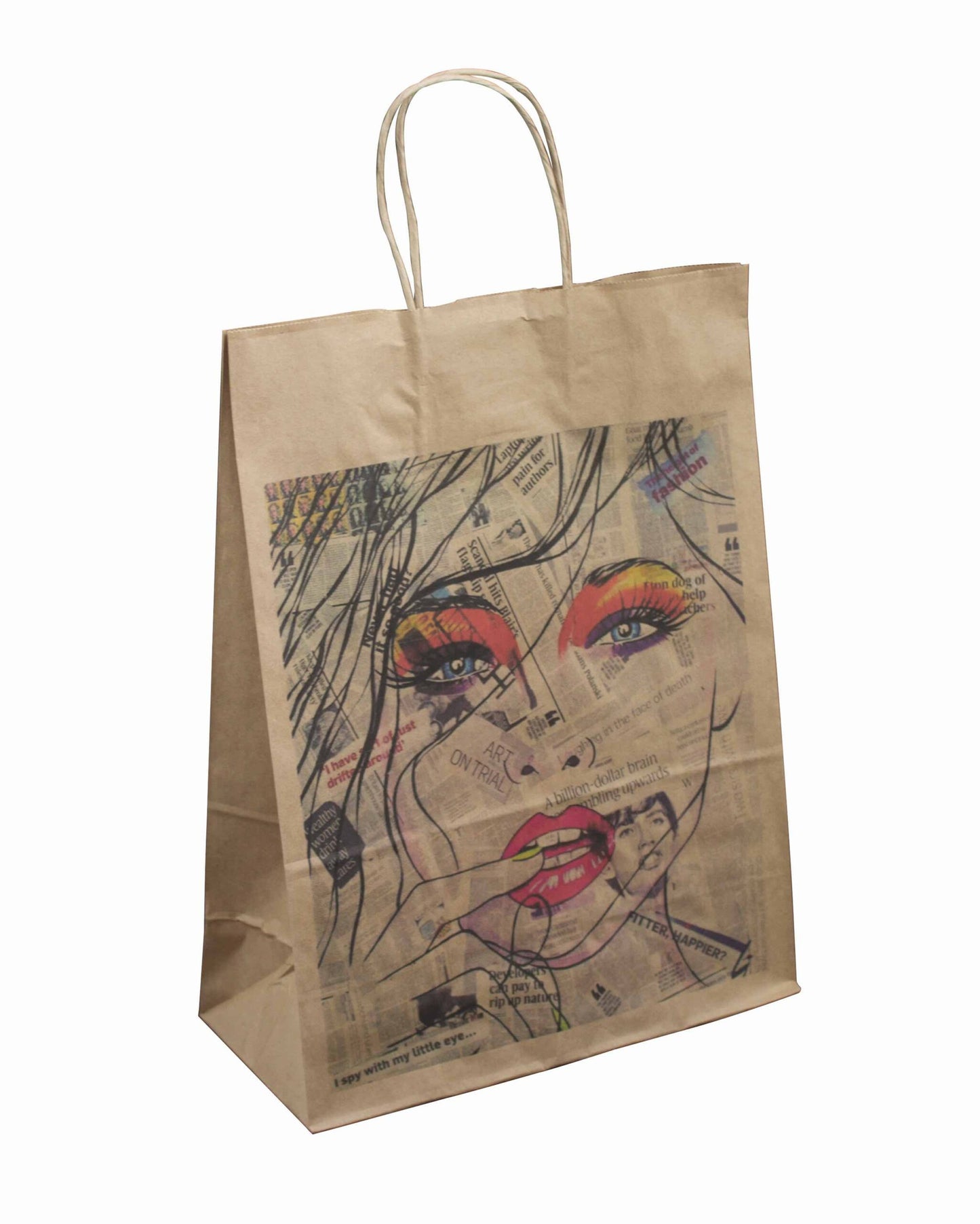 Papierkordeltaschen in Naturfarbe mit Werbedruck und mit schneller Lieferung