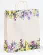 Große und stabile Papiertragetasche „Provence“ mit floralem Print in Beige, Freisteller