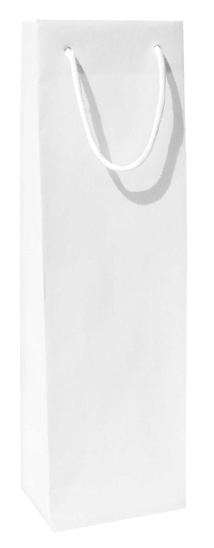 Robuste und stabile Flaschentragetasche aus recyceltem Kraftpapier mit Baumwollkordeln matt in der Farbe Weiß Blanco Größenformat 12x9x40cm-Verpackungseinheit ist 300Stück