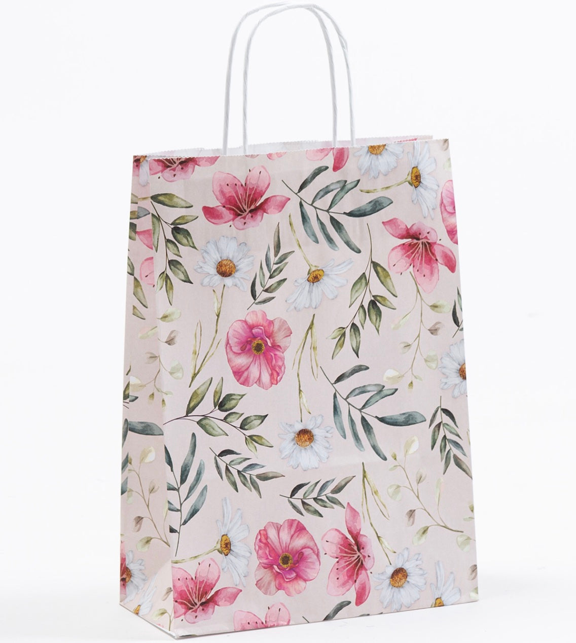 Papierkordeltaschen mit floralem Allover-Print
