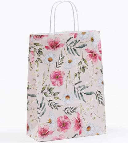 Papierkordeltaschen mit floralem Allover-Print