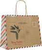 Papiertragetasche für Weihnachtsgeschenke mit Postkarten-Motiv und Grußkarte mit gedrehten Papierkorden  FSC®-zertifizierte Weihnachts-Papiertüten Farbe Braun, Natur Größenformat der Papiertüte 31 x 25 x 12 cm
