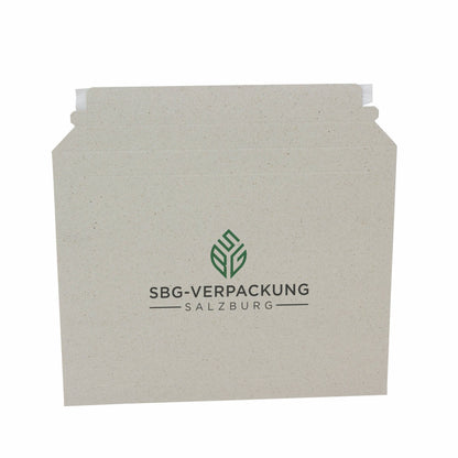 Bedruckbare Versandtaschen in unterschiedlichen Größenformaten mit Ihrem Werbemotiv und mit Aufreißhilfe und Selbstklebeverschluss,  Farbe: Creme, Beispiel-Drckmotiv