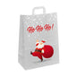 Geschenktasche mit Papierflachhenkeln mit Nikolaus-Motivdruck und dem Schriftzug Ho Ho Ho! im Größenformat 18x8x22 cm