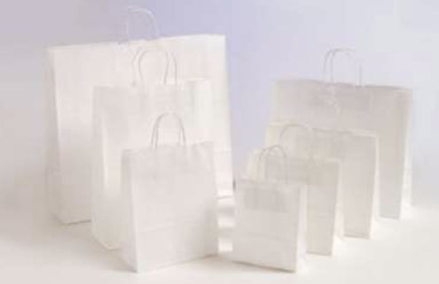 Papierkordeltaschen in Weiß