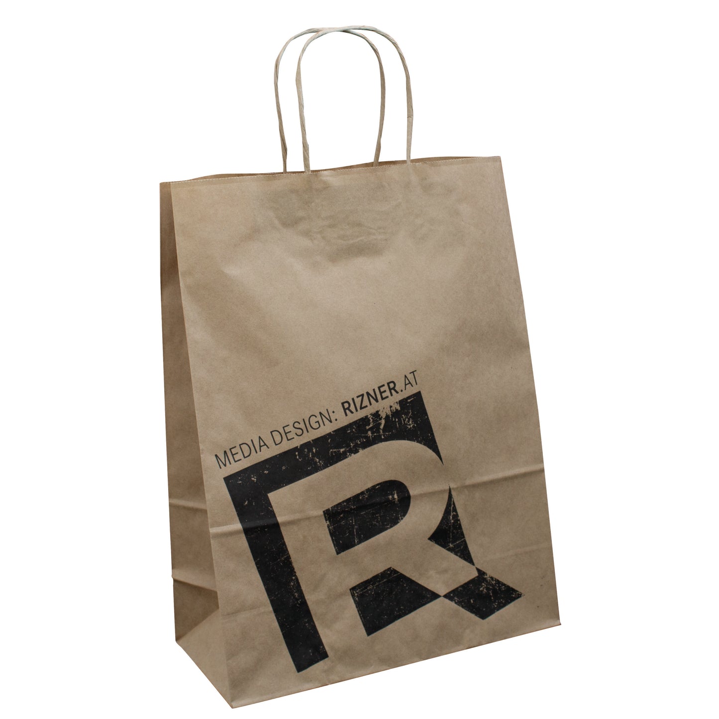 Papierkordeltaschen in Naturfarbe mit Werbedruck und mit schneller Lieferung